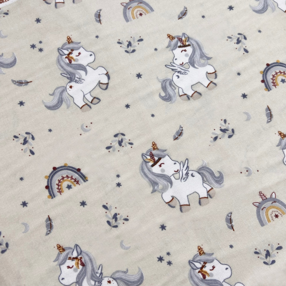Фланель SELONYA - 28297 Единорог фон беж
