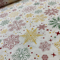 Ранфорс FREEDOM - 4206 Снежинка ассорти - красная/зеленая/желтая
