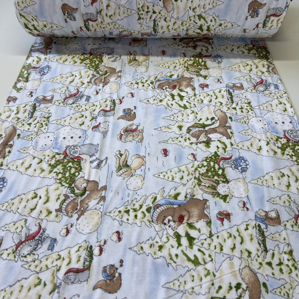 Фланель WH 23908 Зимний лес - голубая