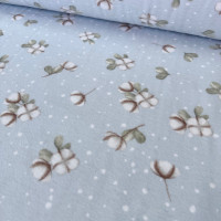 Фланель WH - №30094/32 Цветок хлопка фон голубой