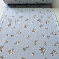 Фланель WH - №30094/32 Цветок хлопка фон голубой