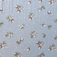 Фланель WH - №30094/32 Цветок хлопка фон голубой
