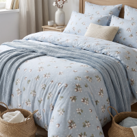 Фланель WH - №30094/32 Цветок хлопка фон голубой
