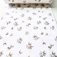 Фланель WH - №30094/37 Квітка бавовни фон білий