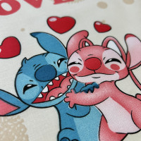 Ранфорс N- №11371 LOVE Стич фон беж