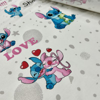Ранфорс N- №11371 LOVE Стич фон белый